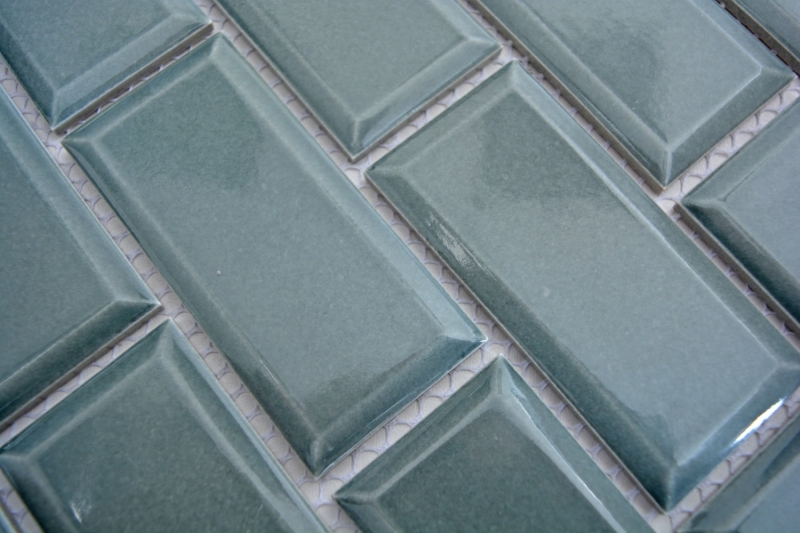 Metro Subway Azulejos Petróleo Gris Verde Facet Mosaico Azulejos de cerámica Backsplash Cocina Pared MOS26M-0218