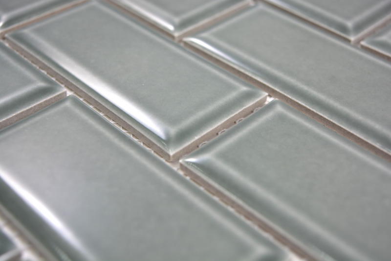 Metro Subway azulejos de mosaico de cerámica gris verde backsplash pared de la cocina MOS26M-0218_f | 10 esteras de mosaico