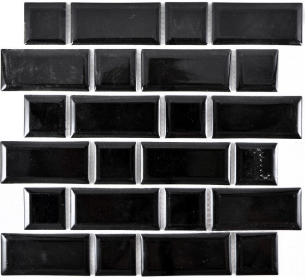 Muestra de mano Metro Subway mosaico azulejo cerámica negro azulejo backsplash cocina MOS26WM-0301_m