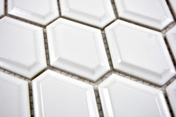 Muestra de mano mosaico azulejo cerámica diamante metro blanco brillante azulejo backsplash cocina MOS13MD-0101_m