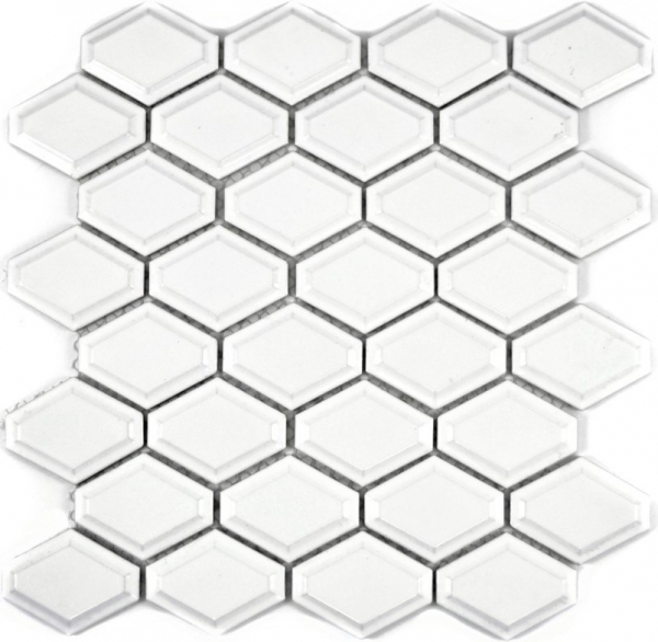 Mosaico de azulejos de cerámica diamante metro blanco mate azulejo backsplash cocina MOS13MD-0111_f | 10 esteras de mosaico