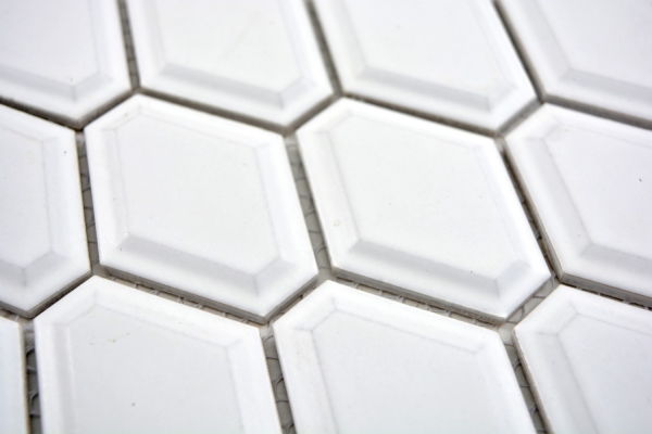 Mosaico de azulejos de cerámica diamante metro blanco mate azulejo backsplash cocina MOS13MD-0111_f | 10 esteras de mosaico