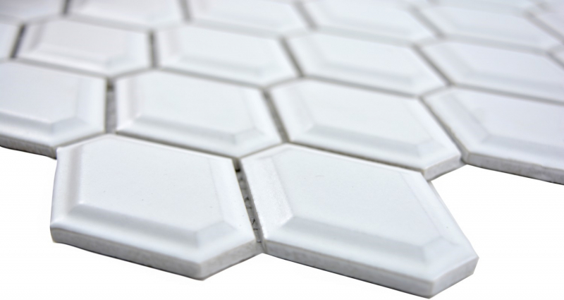 Mosaico de azulejos de cerámica diamante metro blanco mate azulejo backsplash cocina MOS13MD-0111_f | 10 esteras de mosaico