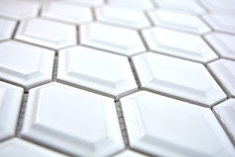Mosaico de azulejos de cerámica diamante metro blanco mate azulejo backsplash cocina MOS13MD-0111_f | 10 esteras de mosaico
