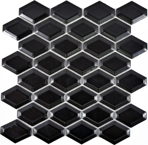 Azulejos de mosaico de cerámica diamante metro negro mate azulejo backsplash cocina MOS13MD-0311_f | 10 esteras de mosaico