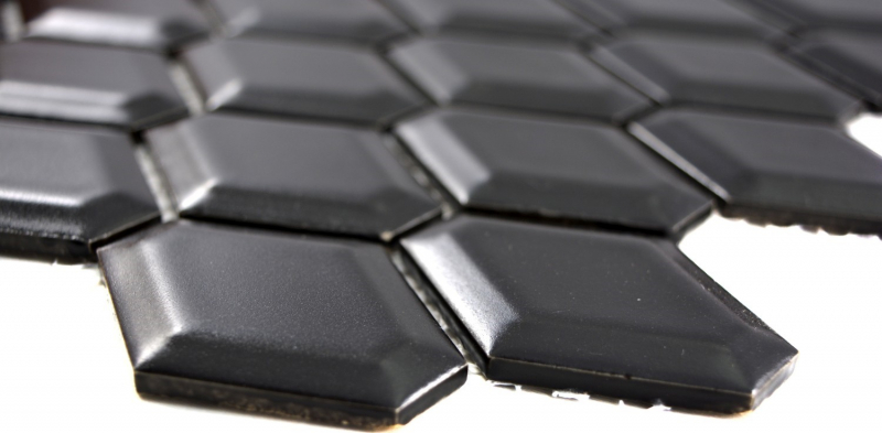 Azulejos de mosaico de cerámica diamante metro negro mate azulejo backsplash cocina MOS13MD-0311_f | 10 esteras de mosaico