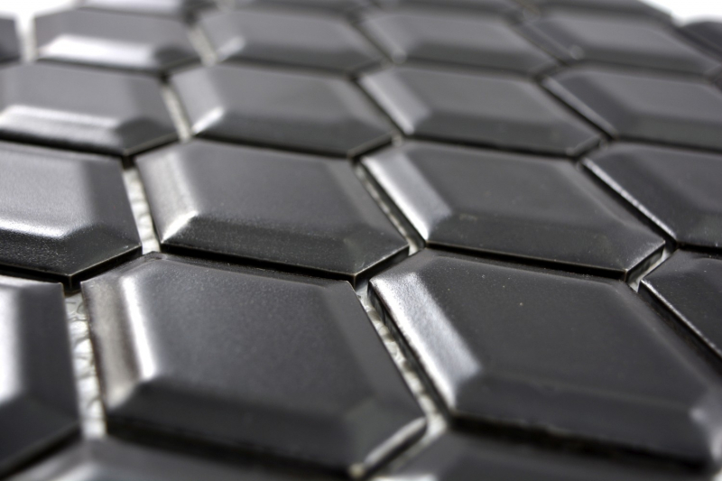 Azulejos de mosaico de cerámica diamante metro negro mate azulejo backsplash cocina MOS13MD-0311_f | 10 esteras de mosaico