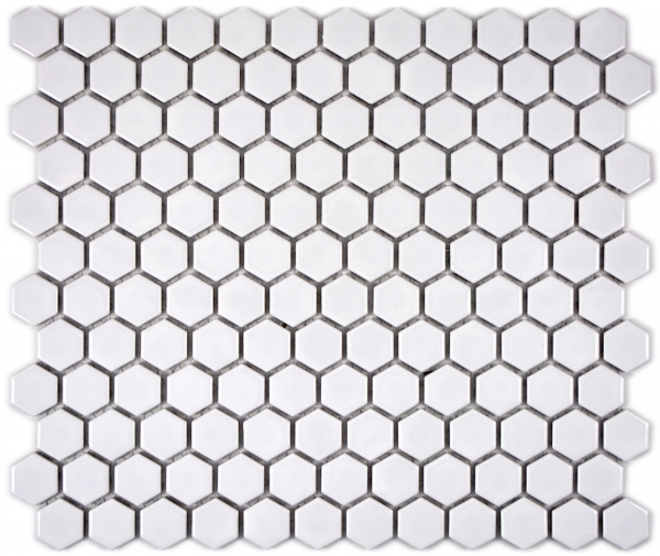 Muestra de mano mosaico azulejo cerámica hexágono blanco brillante azulejo backsplash cocina MOS11A-0102_m