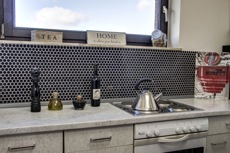 Hexagonal hexágono mosaico azulejo de cerámica mini negro brillante pared azulejo baño azulejo backsplash cocina - MOS11A-0302