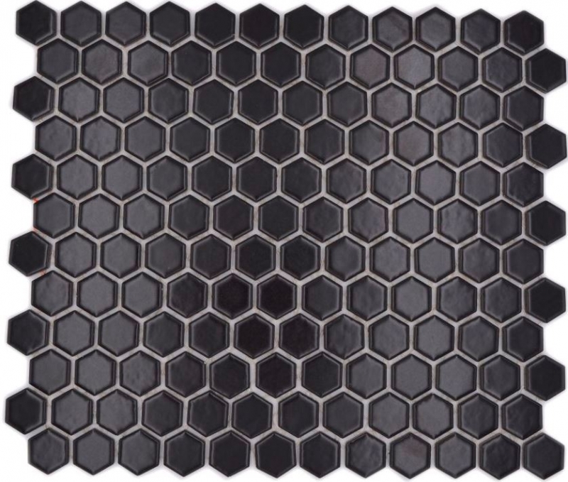 Hexagonal hexágono mosaico azulejo de cerámica mini negro mate ducha splashback azulejo backsplash pared azulejo baño - MOS11A-0311