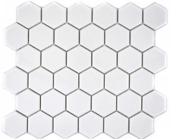 Muestra de mano mosaico azulejo cerámica hexágono blanco brillante cocina splashback MOS11B-0102_m