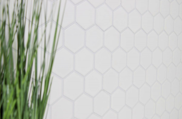 Azulejos de mosaico de cerámica hexágono blanco brillante cocina splashback MOS11B-0102_f | 10 esteras de mosaico