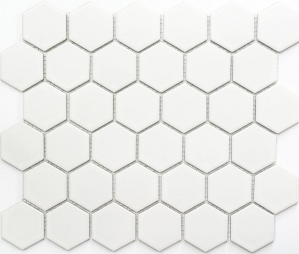 Hexagonal hexágono mosaico azulejo de cerámica blanco mate pared azulejo baño azulejo cocina azulejo backsplash WC - MOS11B-0111