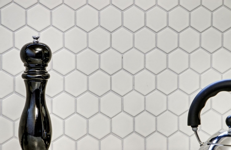 Hexagonal hexágono mosaico azulejo de cerámica blanco mate pared azulejo baño azulejo cocina azulejo backsplash WC - MOS11B-0111