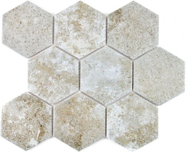 Azulejos de mosaico de cerámica gris hexágono cemento azulejo de la cocina WC azulejo del baño MOS11F-0202_f | 10 esteras de mosaico