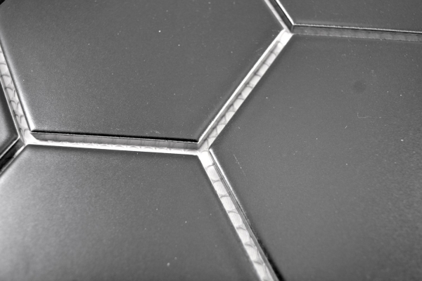 Azulejos de mosaico de cerámica hexágono negro mate azulejo de la cocina WC azulejo del baño MOS11F-0311_f | 10 esteras de mosaico