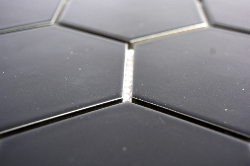 Azulejos de mosaico de cerámica hexágono negro mate azulejo de la cocina WC azulejo del baño MOS11F-0311_f | 10 esteras de mosaico