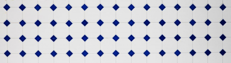 Mosaico de azulejos de cerámica octogonal blanco mate azul cobalto brillante pared de mosaico cocina splashback MOSOcta-180_f | 10 esteras de mosaico