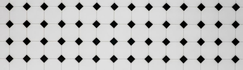 Mosaico de azulejos de cerámica octogonal blanco mate negro brillante azulejo backsplash MOSOcta-190_f | 10 esteras de mosaico
