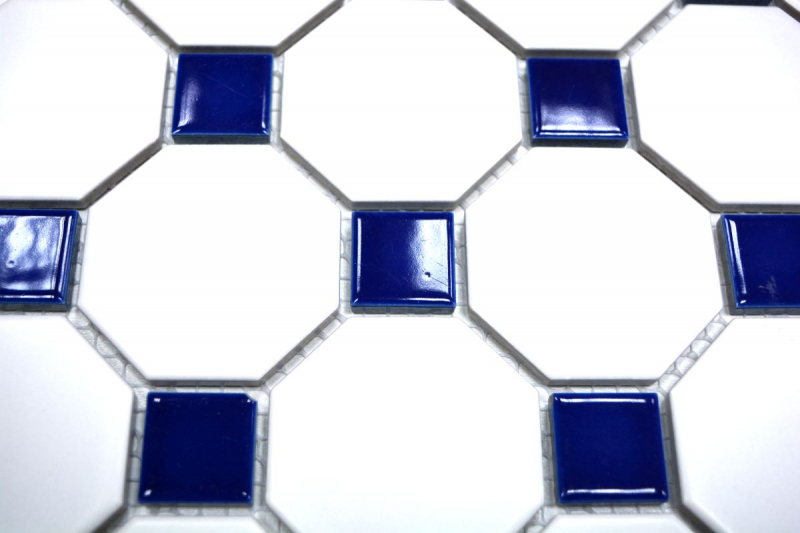 Muestra de mano mosaico azulejo cerámica azul octágono blanco mate azul brillante azulejo de la pared azulejo de baño MOS13-OctaG464_m