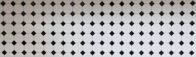 Muestra de mano mosaico azulejo cerámica octágono blanco mate negro brillante pared azulejo baño MOS13-OctaG468_m