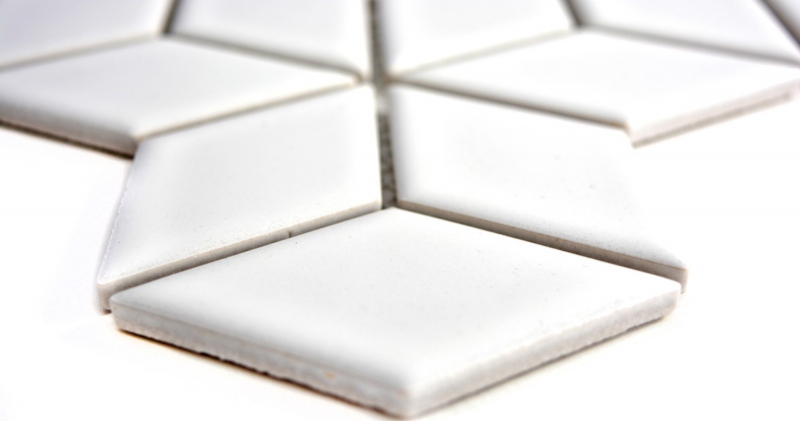 Azulejos de mosaico de cerámica blanco 3D cubo blanco brillante azulejos de la pared azulejo del baño MOS13OV-0101_f | 10 esteras de mosaico