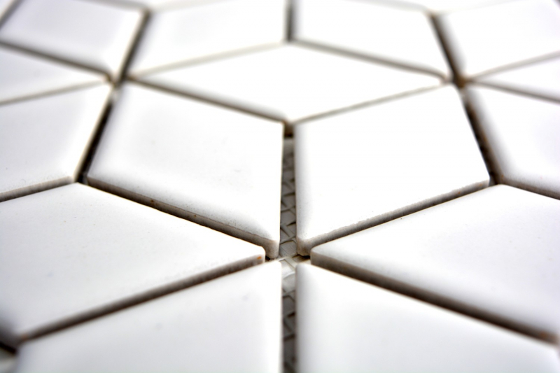 Azulejos de mosaico de cerámica blanco 3D cubo blanco brillante azulejos de la pared azulejo del baño MOS13OV-0101_f | 10 esteras de mosaico