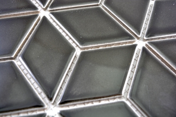 Muestra de mano mosaico azulejo cerámica negro 3D cubo negro brillante azulejo backsplash MOS13OV-0301_m
