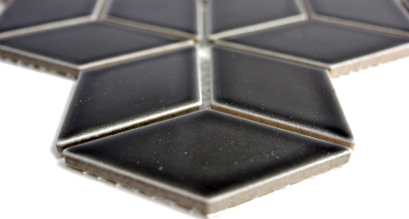 Muestra de mano mosaico azulejo cerámica negro 3D cubo negro brillante azulejo backsplash MOS13OV-0301_m