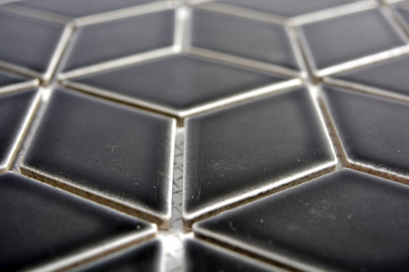 Muestra de mano mosaico azulejo cerámica negro 3D cubo negro brillante azulejo backsplash MOS13OV-0301_m