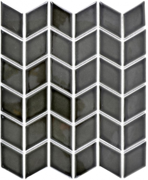 Mosaico de azulejos de cerámica blanco diamante negro brillante ola cocina splashback MOS13DS-0302_f | 10 esteras de mosaico