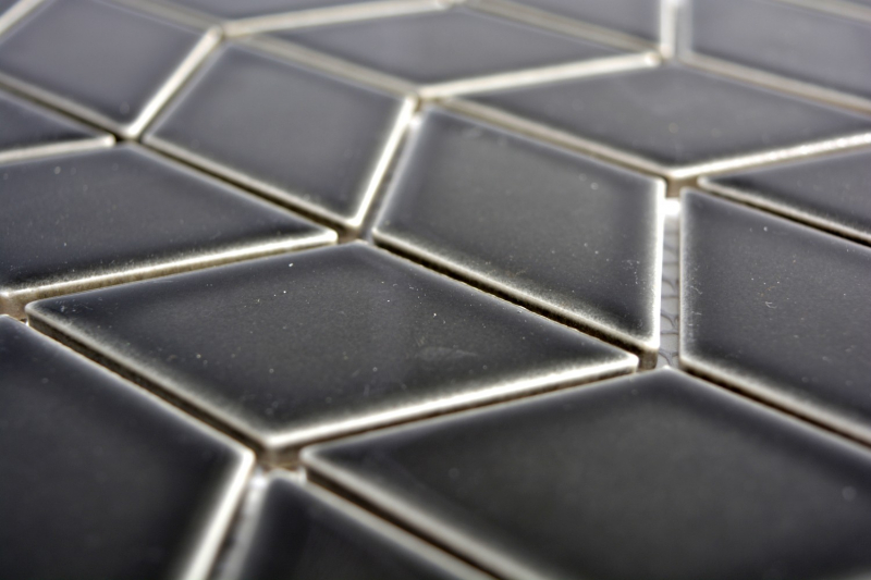 Mosaico de azulejos de cerámica blanco diamante negro brillante ola cocina splashback MOS13DS-0302_f | 10 esteras de mosaico
