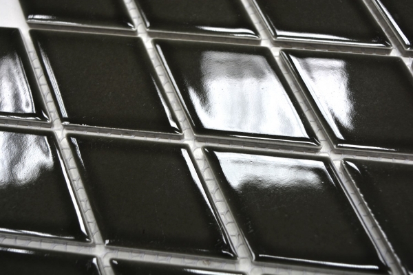 Retro mosaico de azulejos de cerámica diamante negro brillante ducha salpicaduras de azulejos backsplash cocina MOS13-DS0301