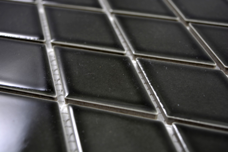 Retro mosaico de azulejos de cerámica diamante negro brillante ducha salpicaduras de azulejos backsplash cocina MOS13-DS0301