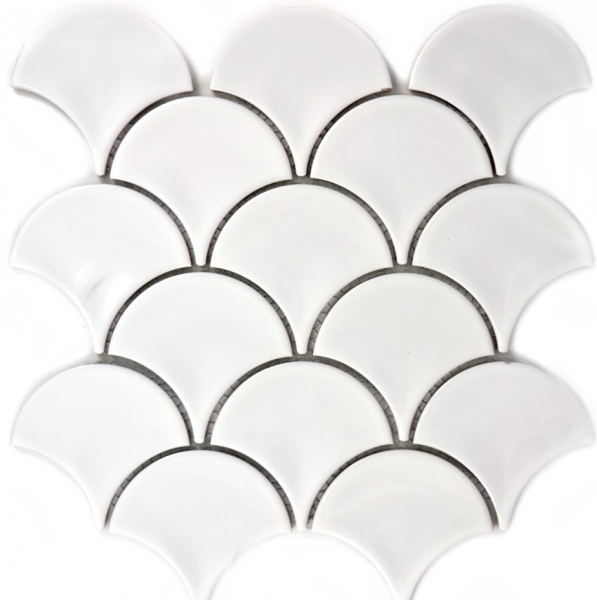 Muestra de mano mosaico azulejo cerámica ventilador blanco brillante azulejo WC baño azulejo MOS13-FS01_m