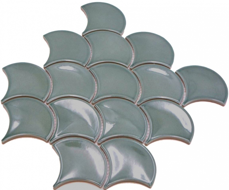 Abanico mosaico azulejo de cerámica peces escala gota pastel petróleo azulejo baño azulejo cocina pared - MOS13-FS18