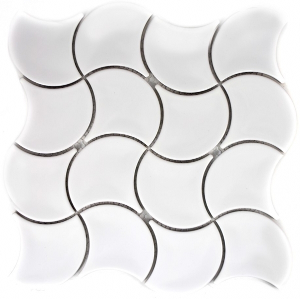 Muestra de mano mosaico azulejo cerámica ventilador blanco brillante onda pared azulejo baño MOS13-FSW01_m