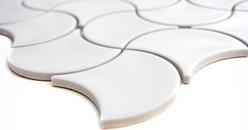 Muestra de mano mosaico azulejo cerámica ventilador blanco brillante onda pared azulejo baño MOS13-FSW01_m