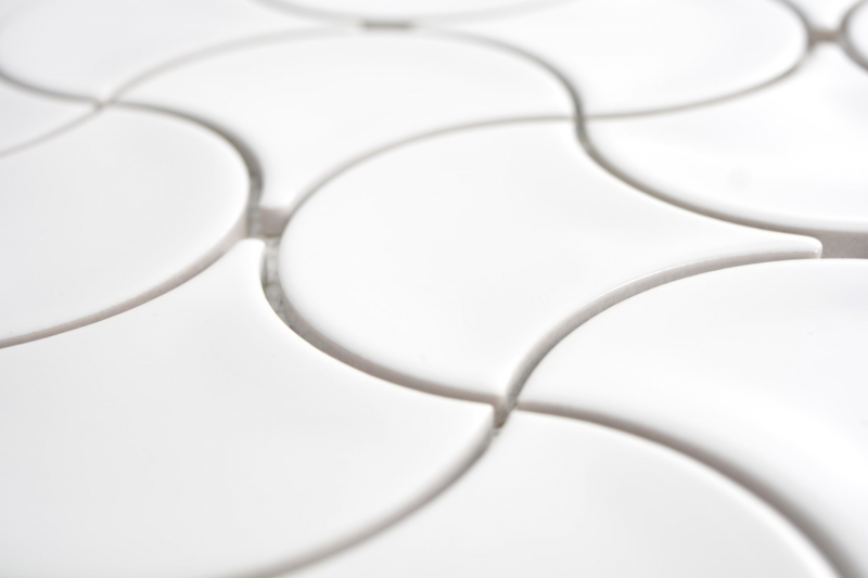 Muestra de mano mosaico azulejo cerámica ventilador blanco brillante onda pared azulejo baño MOS13-FSW01_m