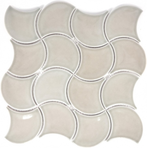 Muestra de mano mosaico azulejo cerámica gris fan piedra gris brillante pared azulejo baño azulejo onda MOS13-FSW02_m