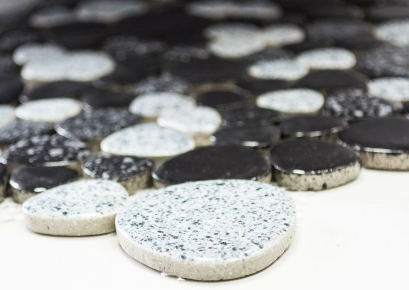 Pebble mosaico Pebbles gris negro Spots plato de ducha azulejo backsplash MOS12-0103_f | 10 esteras de mosaico