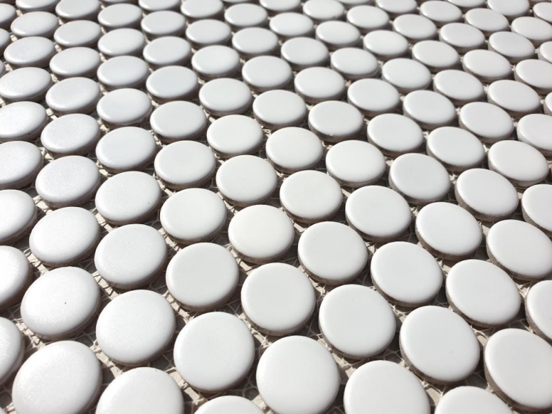 Botón de mosaico LOOP redondo mosaico blanco brillante pared cocina ducha BAD MOS10-0102