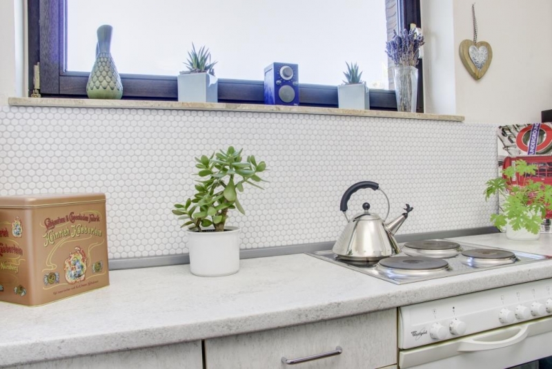 Botón de mosaico LOOP redondo mosaico blanco mate pared cocina ducha BAD MOS10-0111
