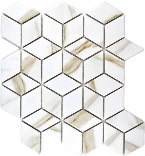 Mosaico de cerámica blanco diamante POV Calacatta azulejo de la pared azulejo del baño MOS13-0112_f | 10 esteras de mosaico