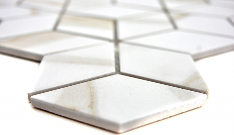 Mosaico de cerámica blanco diamante POV Calacatta azulejo de la pared azulejo del baño MOS13-0112_f | 10 esteras de mosaico