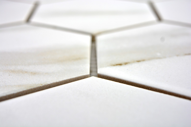 Muestra de mano mosaico azulejo cerámica blanco hexágono calacatta pared azulejo baño MOS11F-0112_m