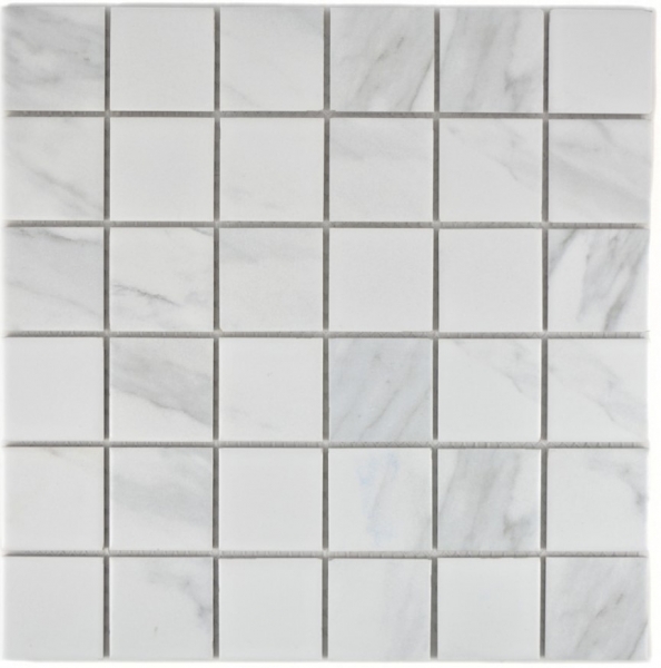 Azulejo de mosaico de cerámica Carrara look blanco gris baño azulejo backsplash cocina MOS14-0102
