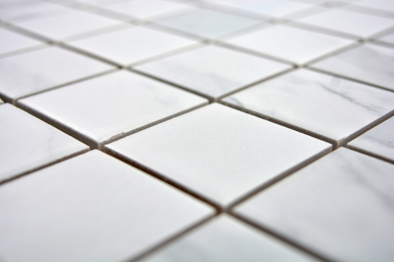 Azulejo de mosaico de cerámica Carrara look blanco gris baño azulejo backsplash cocina MOS14-0102