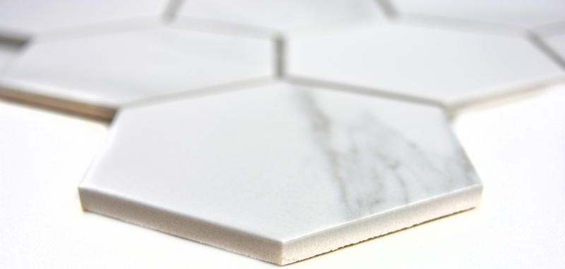 Mosaico de azulejos de cerámica blanco hexágono carrara mirada azulejo de la pared azulejo del baño MOS11F-0102_f | 10 esteras de mosaico