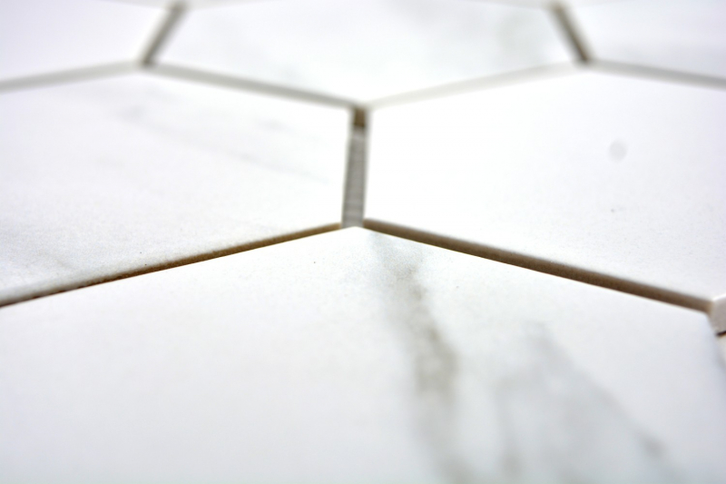 Mosaico de azulejos de cerámica blanco hexágono carrara mirada azulejo de la pared azulejo del baño MOS11F-0102_f | 10 esteras de mosaico